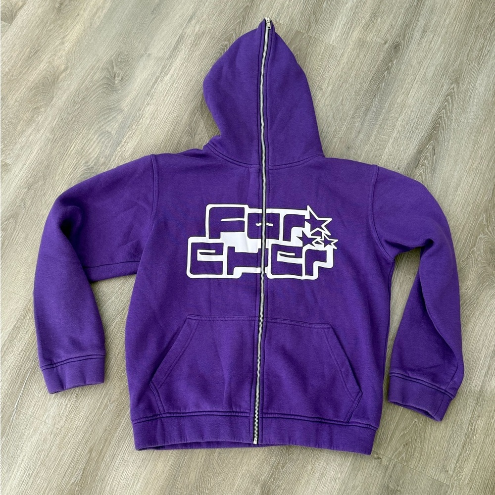 “For Ever” Men’s Purple Full Zip Up Hoodie -L